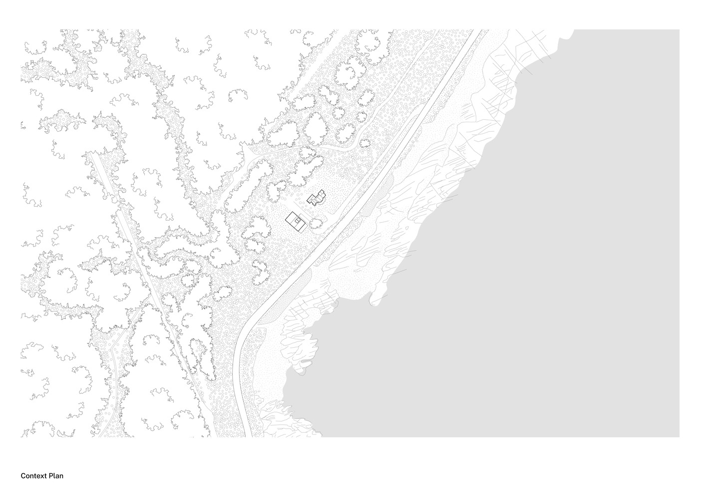 Генплан прибрежного дома на склоне у Great Ocean Road